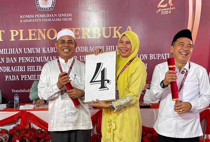 Paslon Bupati Inhil Haji Herman-Yuliantini Nomor Urut 4 Hasil Cabut Undi