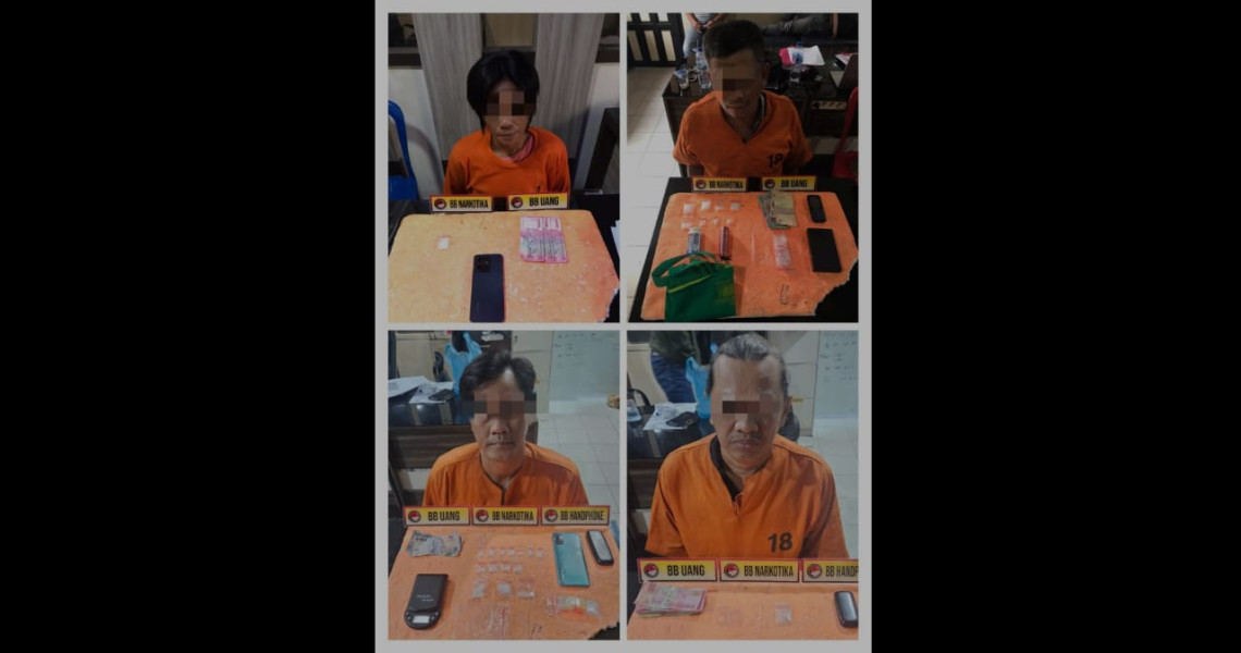 Polres Inhil Berhasil Mengungkap Dua Kasus Penyalahgunaan Narkoba dan Menangkap 4 Tersangka