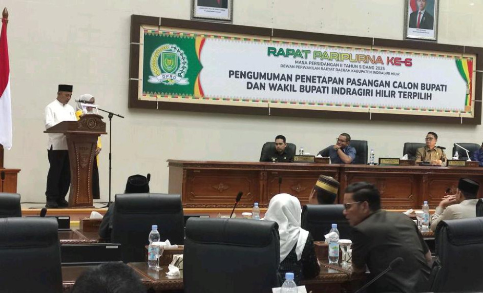 DPRD Inhil Gelar Paripurna Penetapan Paslon Bupati dan Wakil Bupati Inhil Terpilih