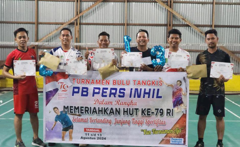 Ini Pemenang Turnamen Bulutangkis yang Digelar PB Pers Inhil