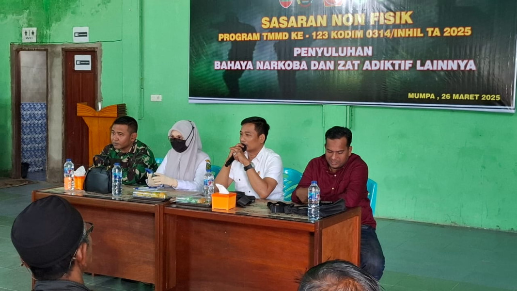 TMMD ke-123, Kodim 0314/Inhil Bersama Polres Inhil Gelar Penyuluhan Bahaya Narkoba