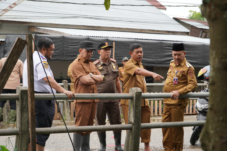 Pj Bupati Erisman Yahya Tinjau Lokasi Genangan Air di Tembilahan