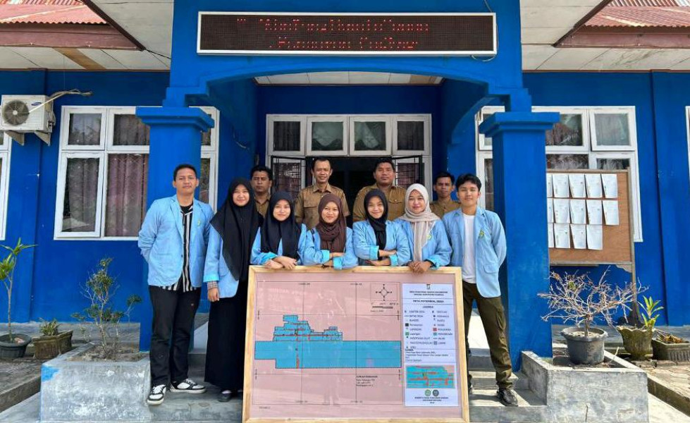 Mahasiswa Kukerta UNRI Membuat Peta Geospasial Desa Pancuran Gading
