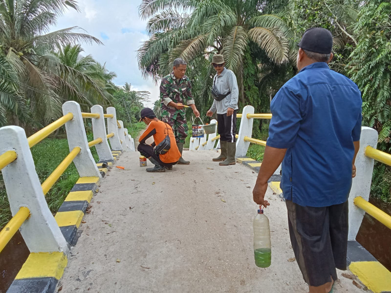 TMMD ke-123, Personel Kodim 0314/Inhil Laksanakan Pengecatan Jembatan