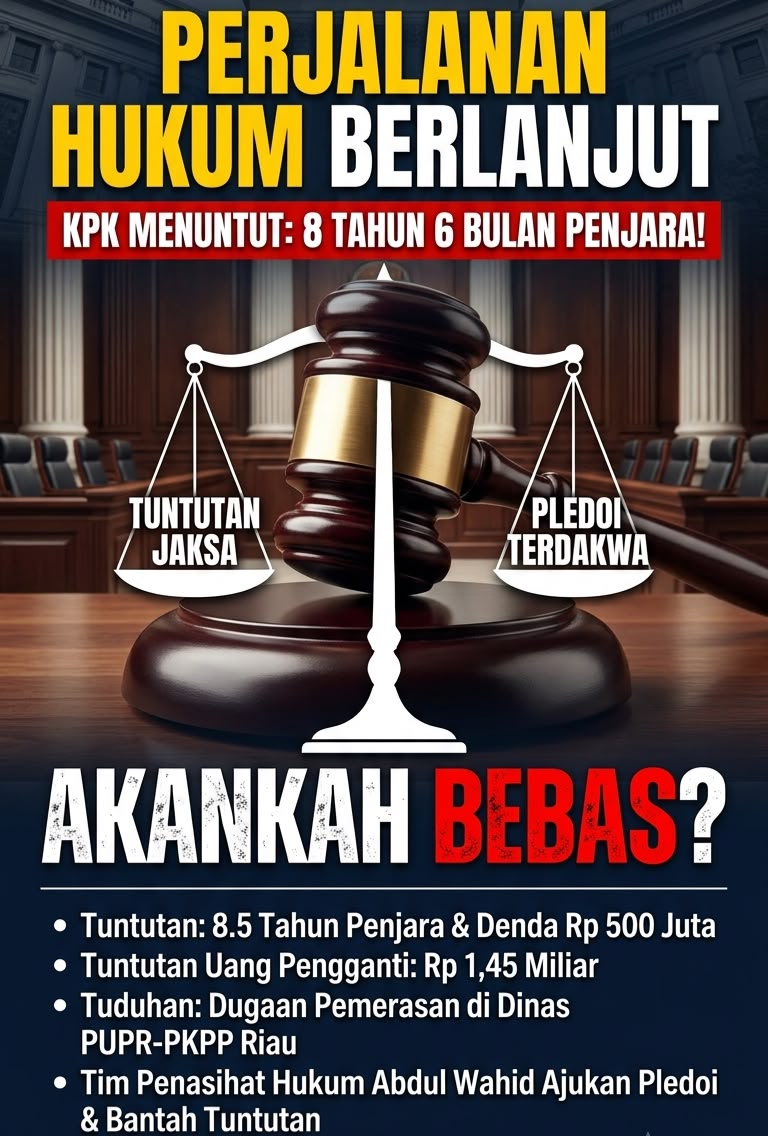 Usai Dituntut 8,5 Tahun Penjara, Akankah Gubernur Riau Nonaktif Abdul Wahid Diputus Bebas?