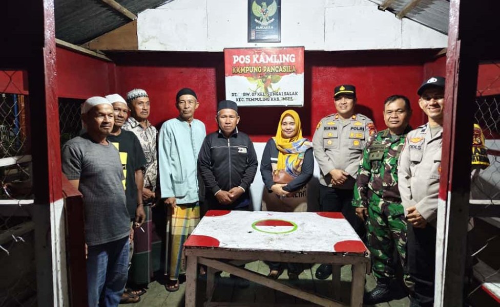 Forkopincam Tempuling,TNI- Polri Gelar Patroli Gabungan dan Sambangi Pos Kamling