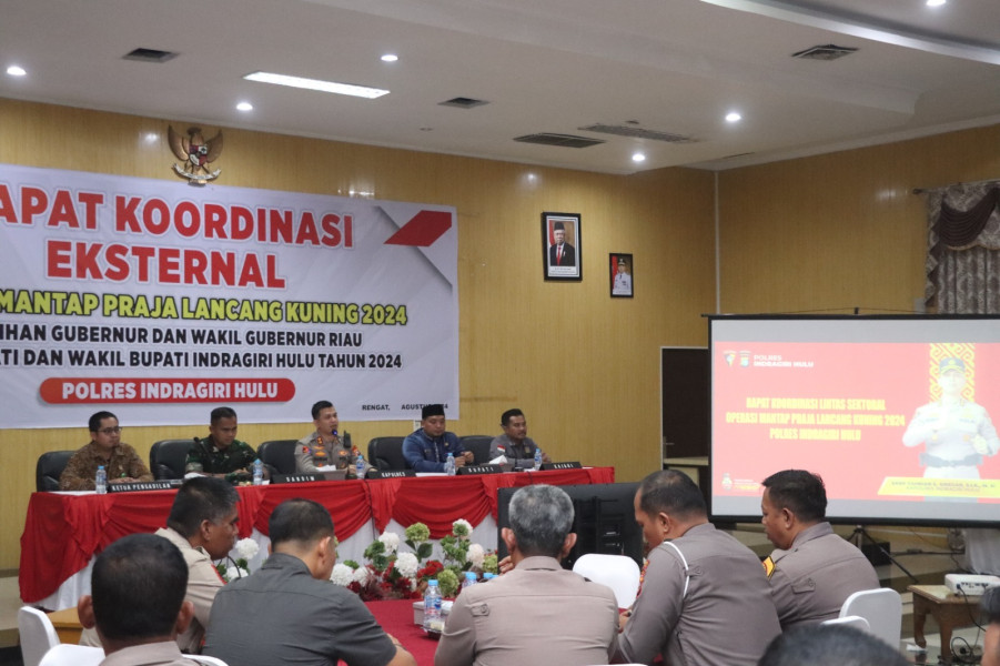 Jelang Operasi Mantap Praja LK 2024, Polres Inhu Gelar Rapat Eksternal
