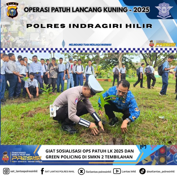 Satlantas Polres Inhil Sosialisasi Ops Patuh LK 2025 dan Green Policing di SMKN 2 Tembilahan