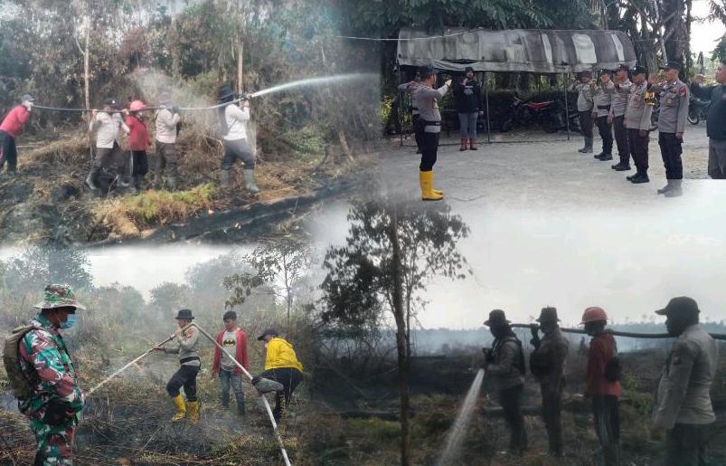 Polres Inhil dan MPA Lakukan Pemadaman dan Pendinginan Karlahut