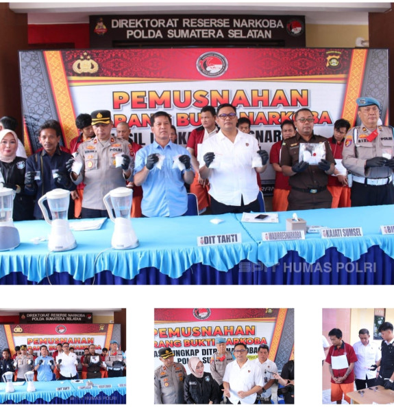Musnahkan Barbuk 1,5 Kg Sabu, Polda Sumsel Selamatkan 15 Ribu Jiwa