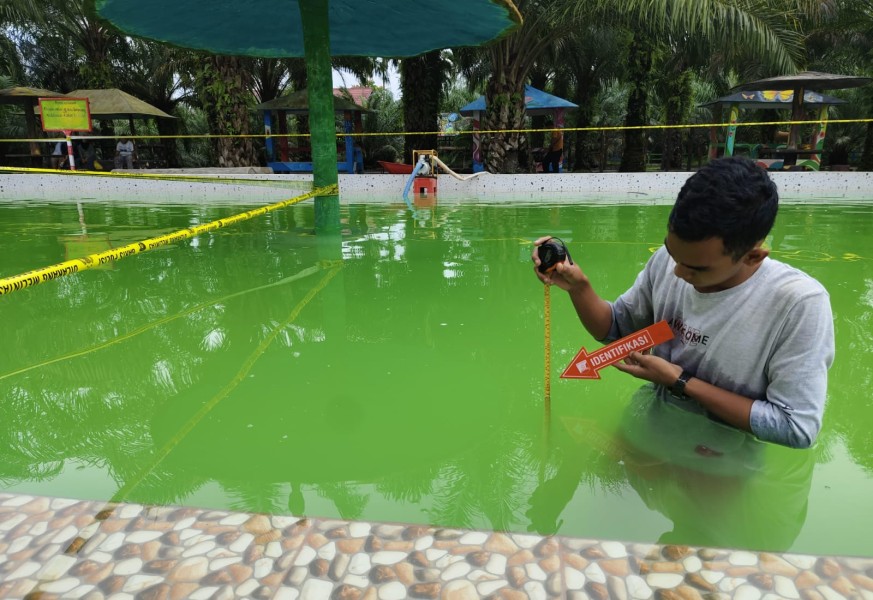 Olah TKP Kolam Renang di Pulau Palas Lokasi Bocah Tenggelam