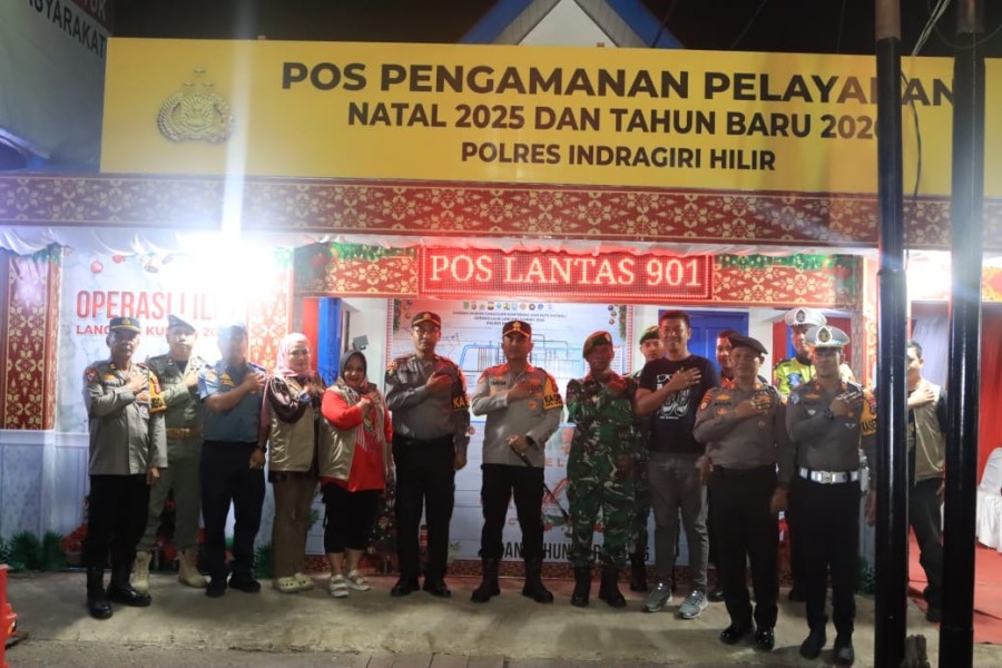 Kapolres Inhil Laksanakan Pengecekan Pos Pengamanan dan Pelayanan Natal 2025 dan Tahun Baru 2026