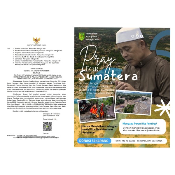 Bupati Inhil Serukan Aksi Solidaritas Nasional, Galang Bantuan untuk Korban Bencana di Tiga Provinsi