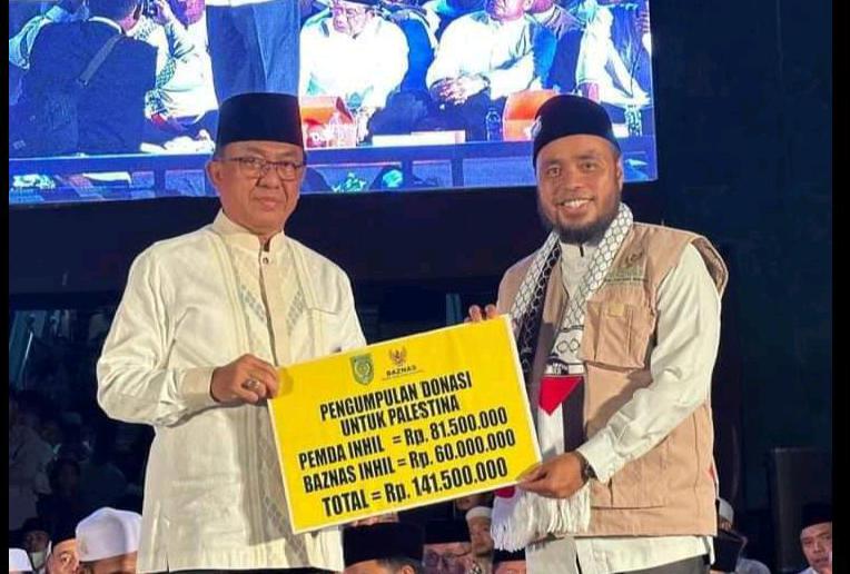 Bupati Inhil Serahkan Dana Donasi untuk Palestina