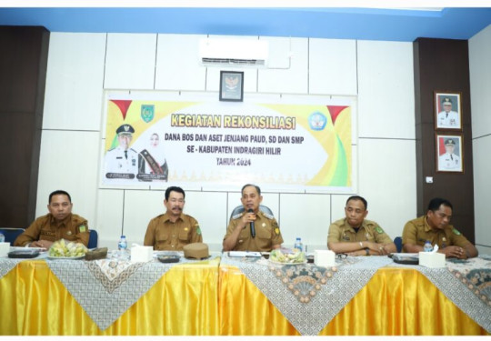 Pj.Bupati Inhil Herman Hadiri Rekonsiliasi Dana BOS Dan Aset Jenjang PAUD, SD Dan SMP Se-Kabupaten Inhil