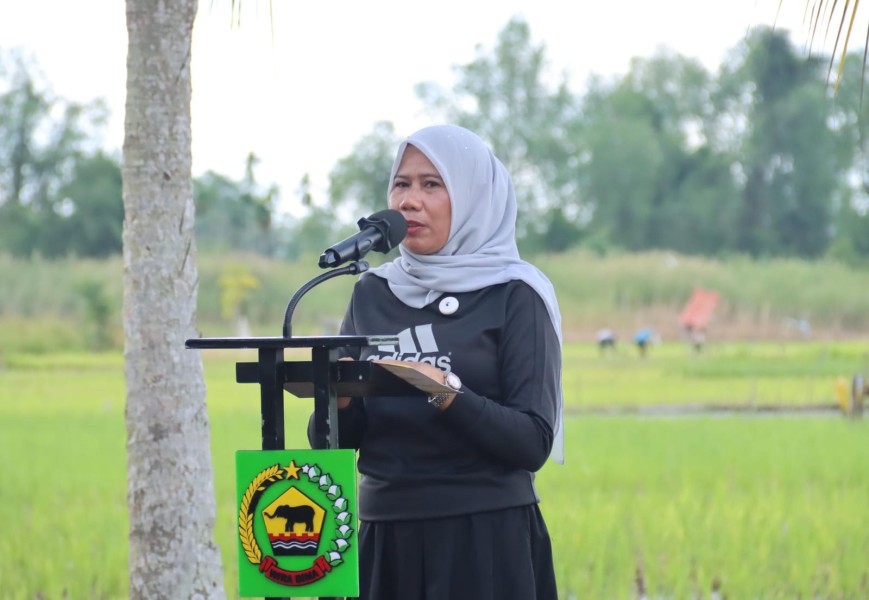 Dorong Swasembada Pangan, Wabup Inhil Hadiri Penanaman Padi Serentak di Tempuling