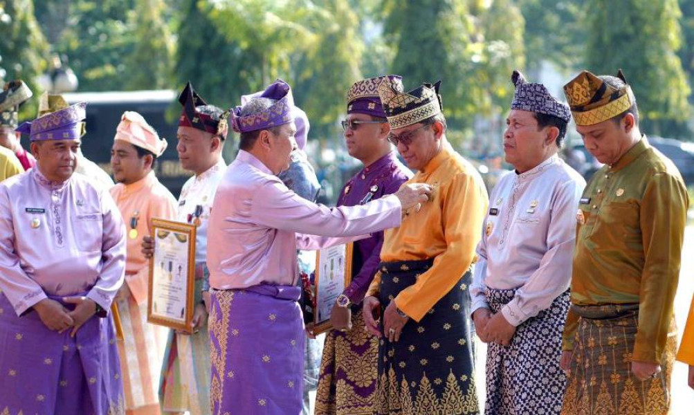 Bupati Inhil HM Wardan Terima Lencana Wira Bina Desa