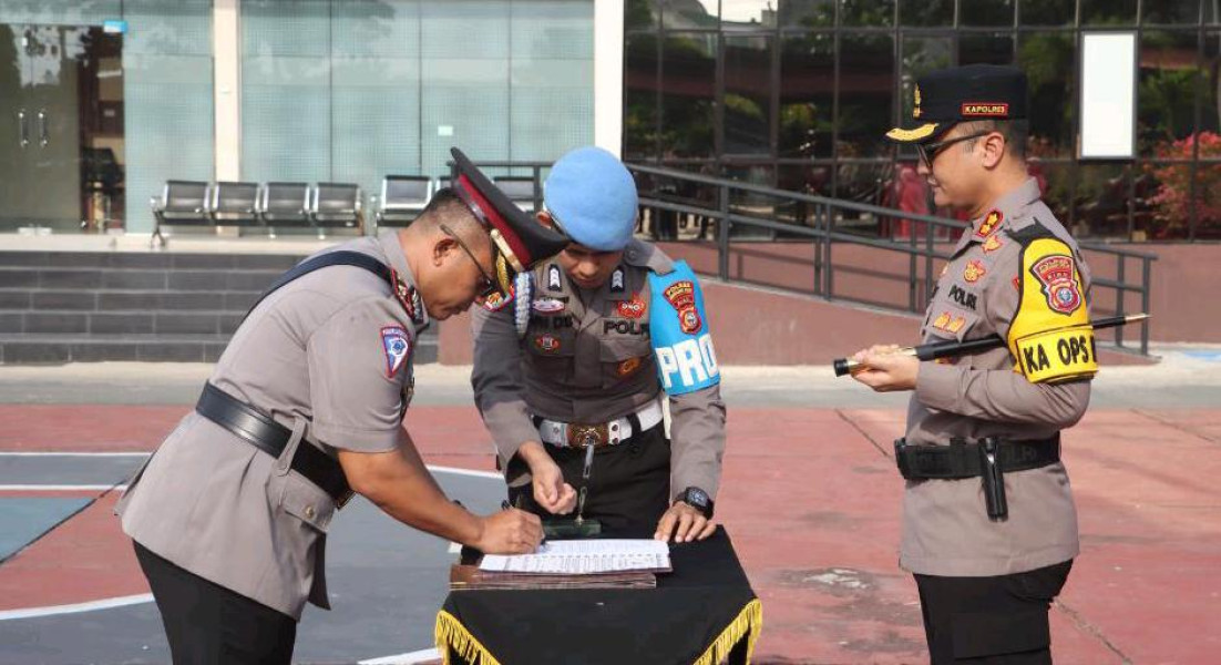 Polres Inhil Sertijab Kasat Binmas, Kabag Log dan Dua Kapolsek