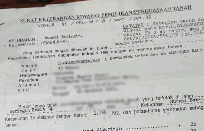 Pengumuman Berita Kehilangan Surat Keterangan Riwayat Kepemilikan Tanah